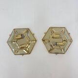 Set of 2 hexagonal wall lamps by Sothis, Italy 1980s