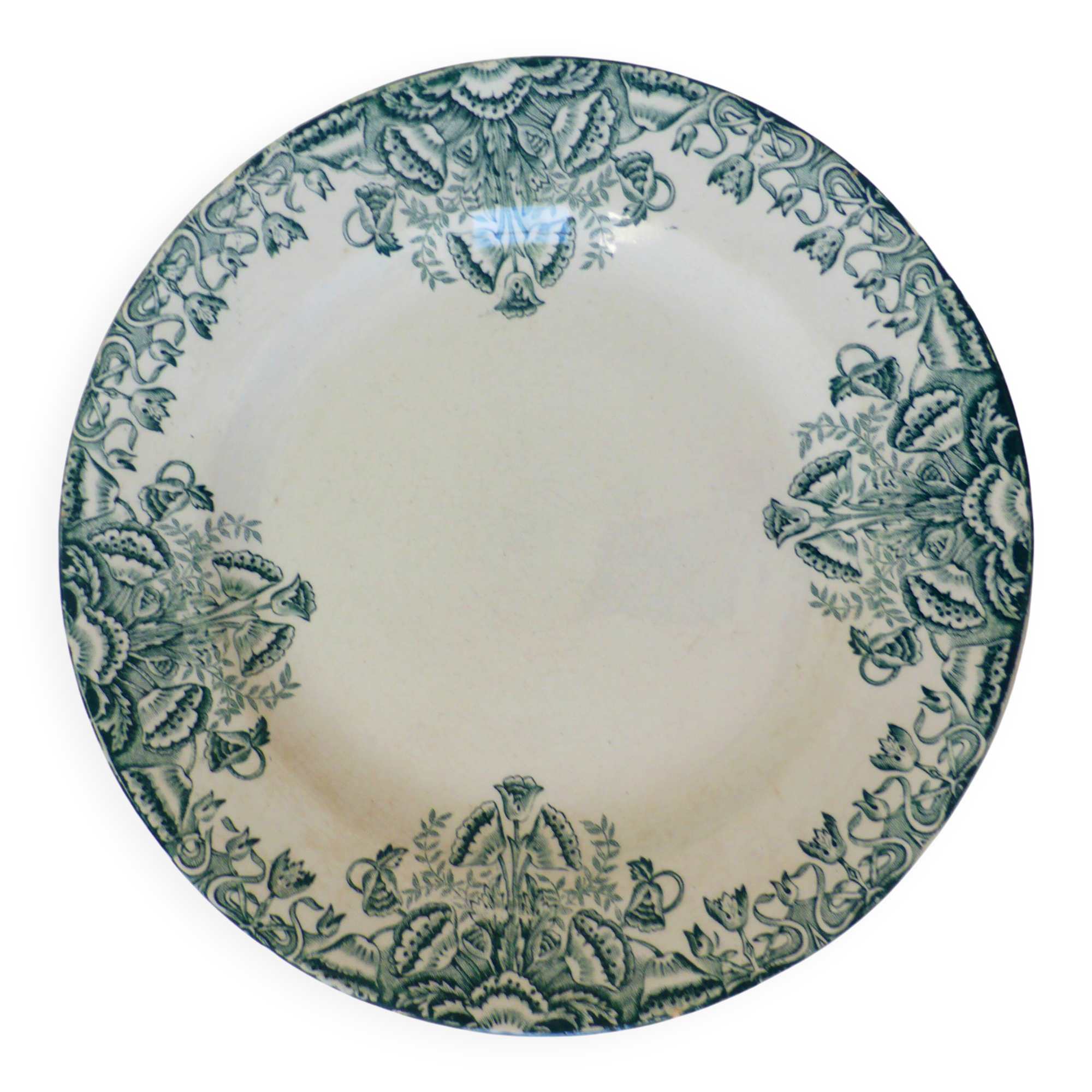 Vintage round plate A. Lebacqz and M. Bouchart floral pattern 2106213