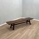 Michelucci brutalist design solid walnut bench 1970s