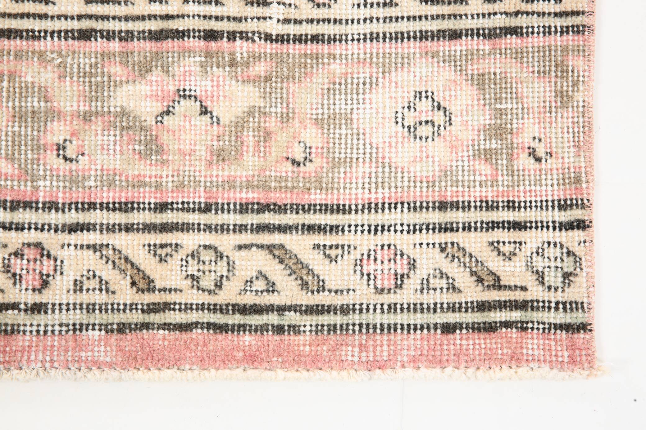 3x12 Pink Dark Blue Oriental Vintage Runner Rug