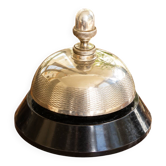 Sonnette de comptoir ancienne en bakélite et métal guilloché