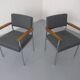 Vintage Square Tubular Rosewood and Steel Armchairs, Germany, 1960s, Set of 2