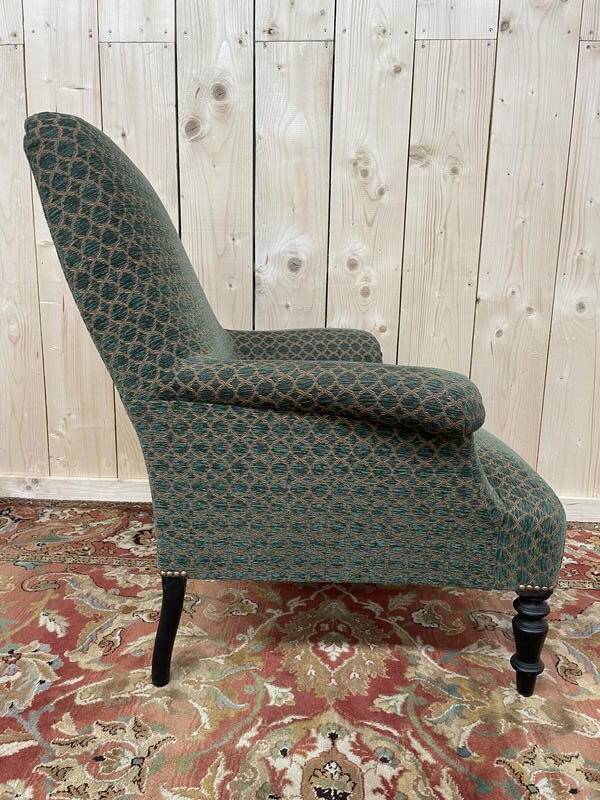 Fauteuil Bergère époque Napoléon III velours vert