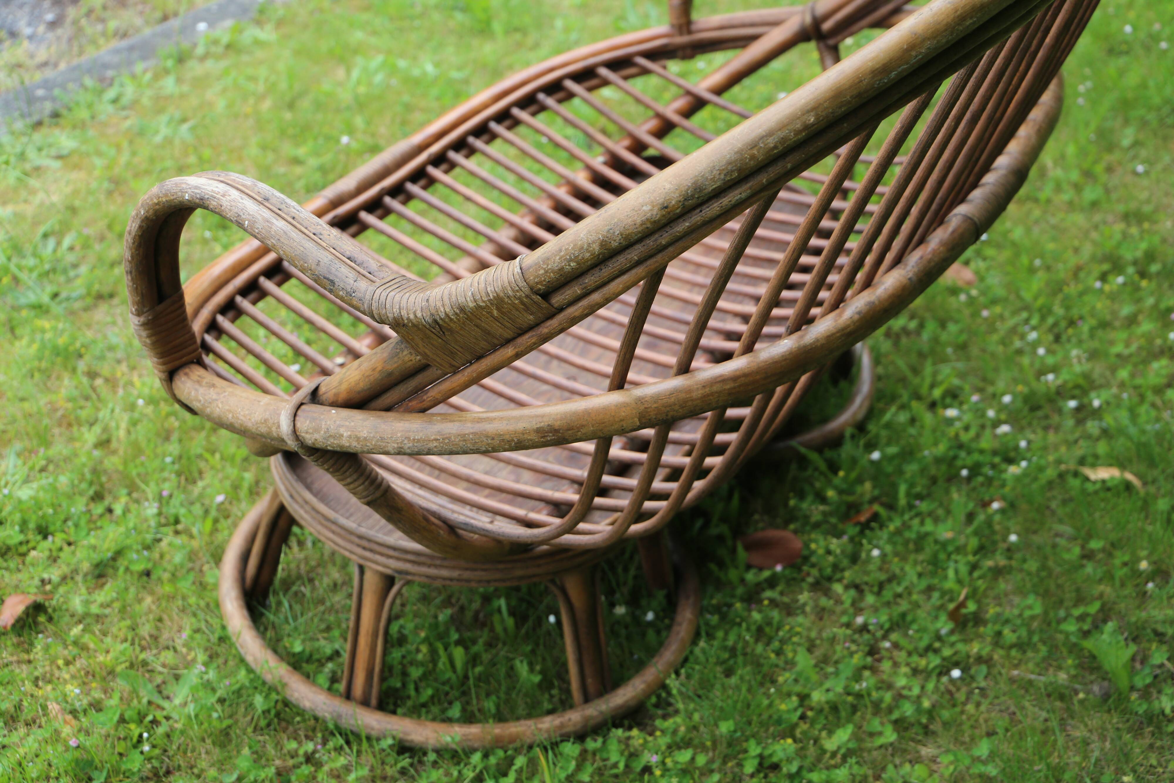 Banquette en rotin deux places, vintage