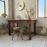 Paneled walnut desk with turned legs, 1900