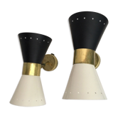 Paire d'appliques italiennes Diabolo design années 1950