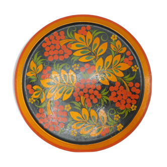 Kudrina decorated wooden tray - Khokhloma