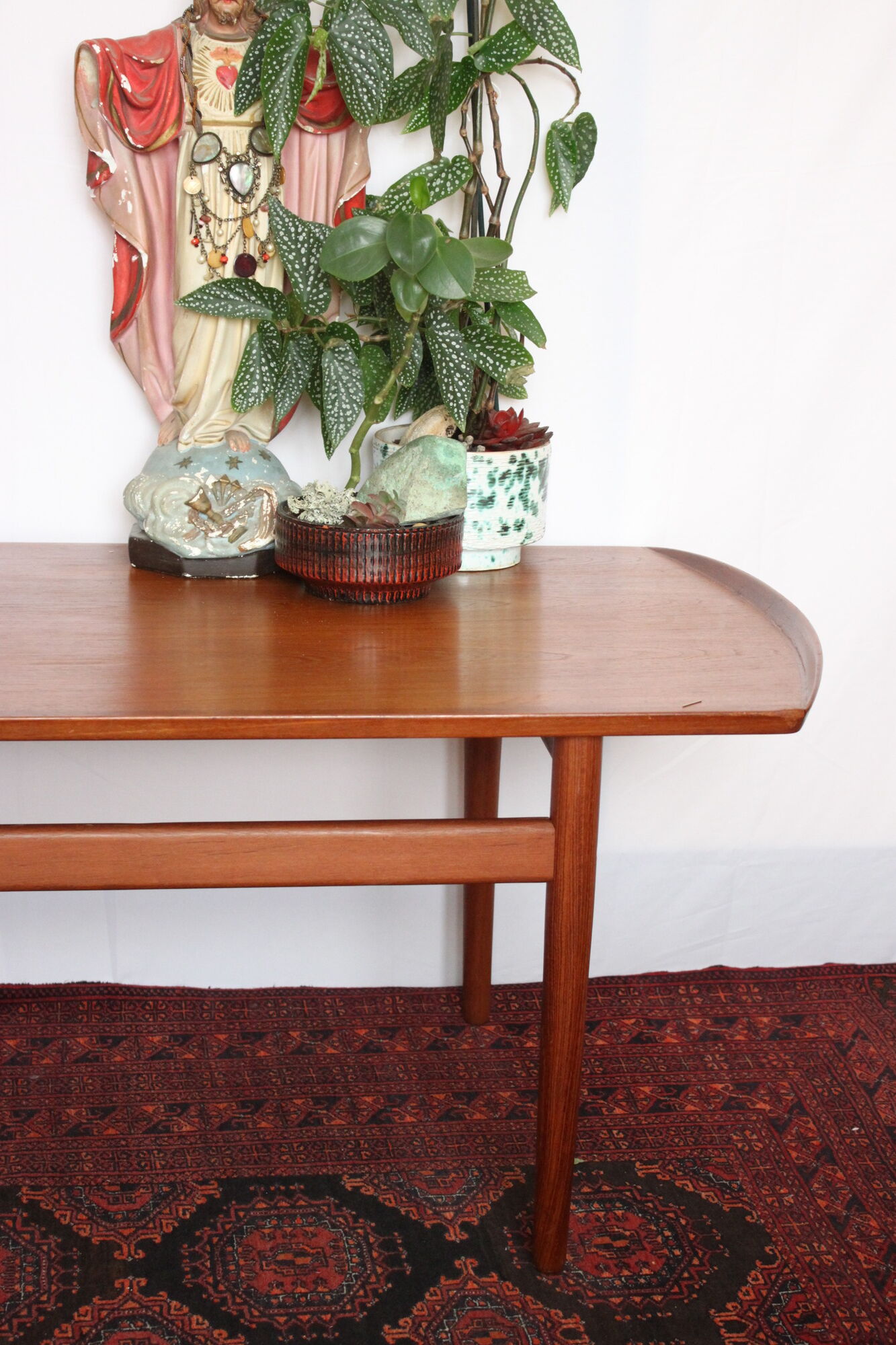 Scandinavian coffee table in teak and Briare enamels, vintage branded Bovirke