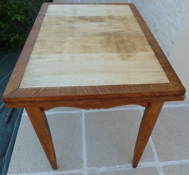 Italian wooden table with 2 extensions from 90 cm to 150 cm, completely restored