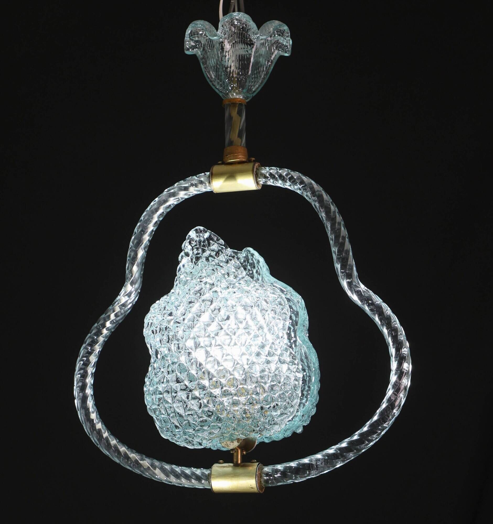 Charming Light Blu Murano Glass Chandelier by Barovier e Toso, 1950s
