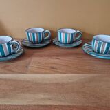 Robert Picault (1919-2000) - Série de 4 tasses et 4 sous tasses en faience