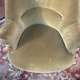 Pair of Napoleon III style crapaud armchairs in two-tone velvet.