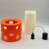 Suspension Space Age en polycarbonate orange et blanc, années 1970