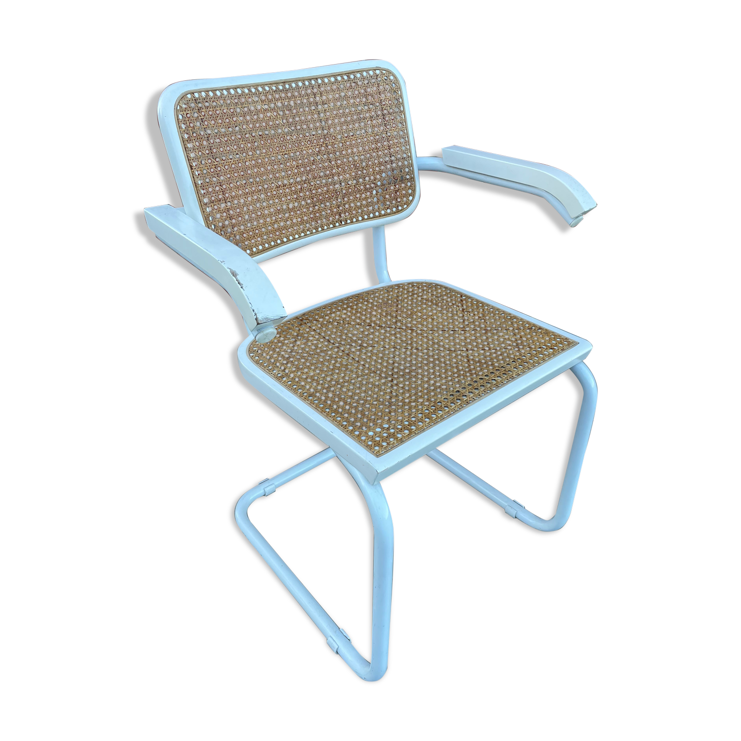 Cesca Chair model with armrest in white