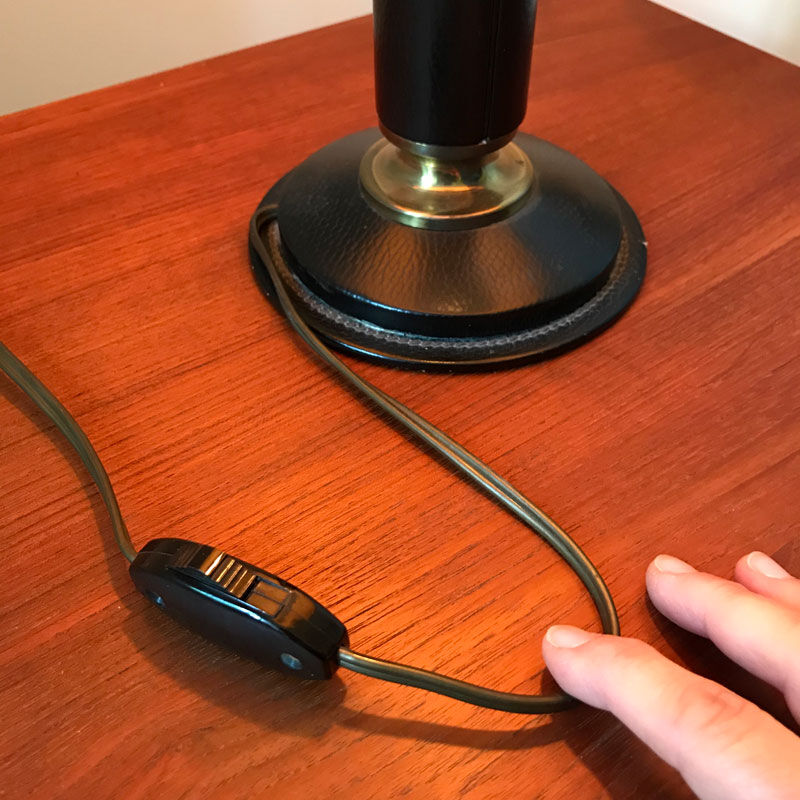 50s black leather lamp