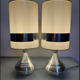 Paire de lampes space-age en aluminium et tissu des années 1970 - 1980