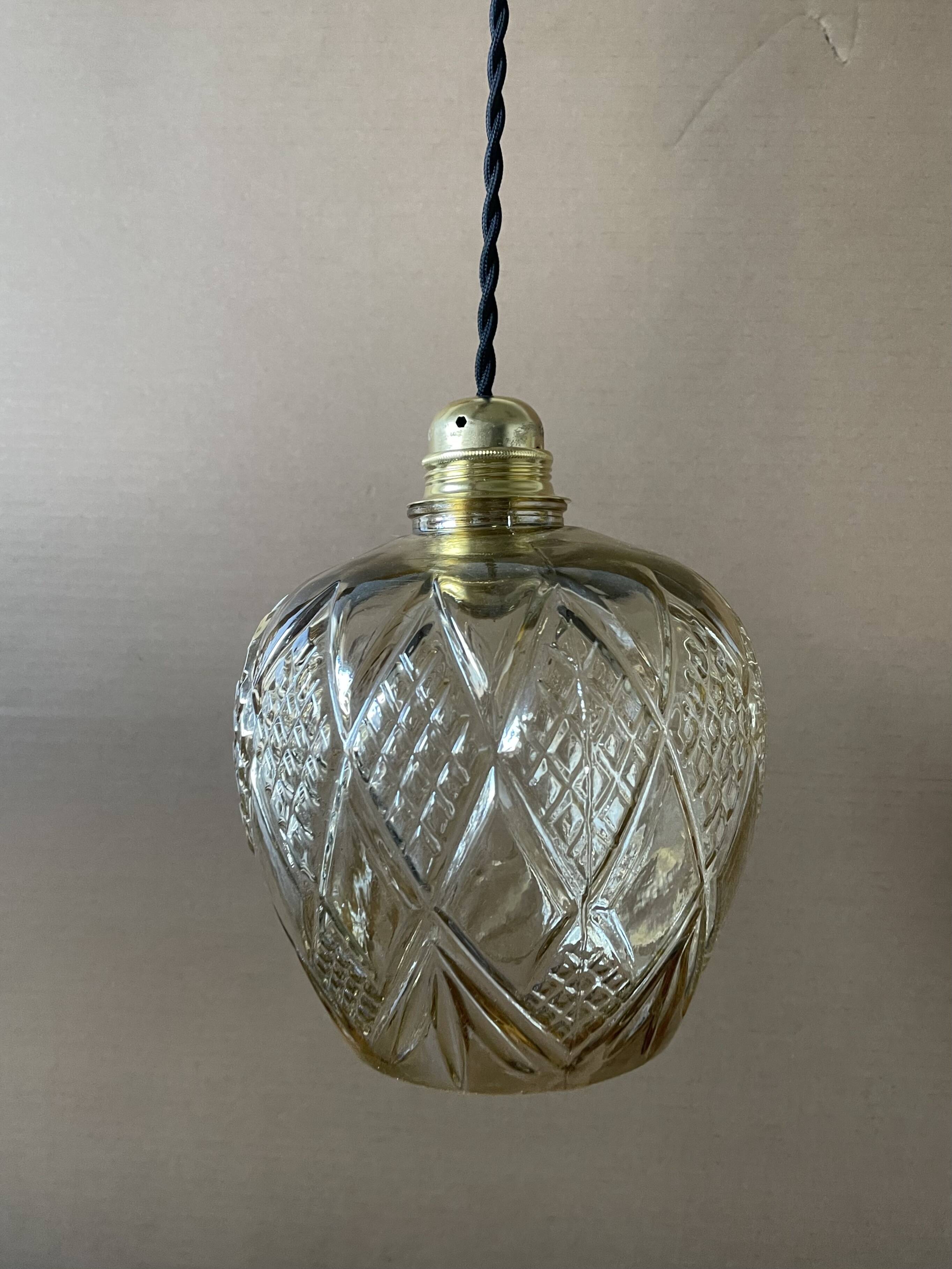 70s glass pendant light