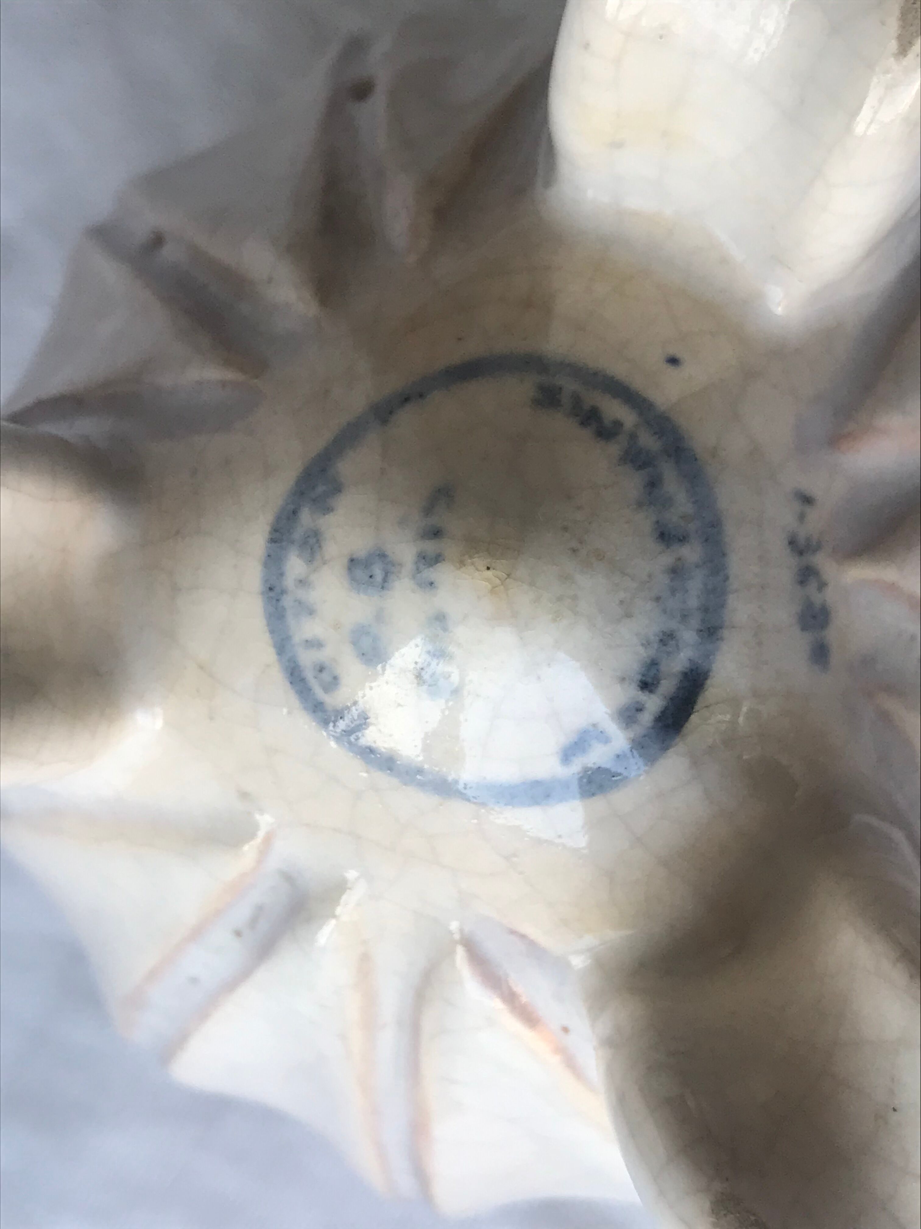 Cracked white ceramic art deco vase signed numbered pb made in france authentic piece