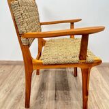 Pair of woven teak armchairs