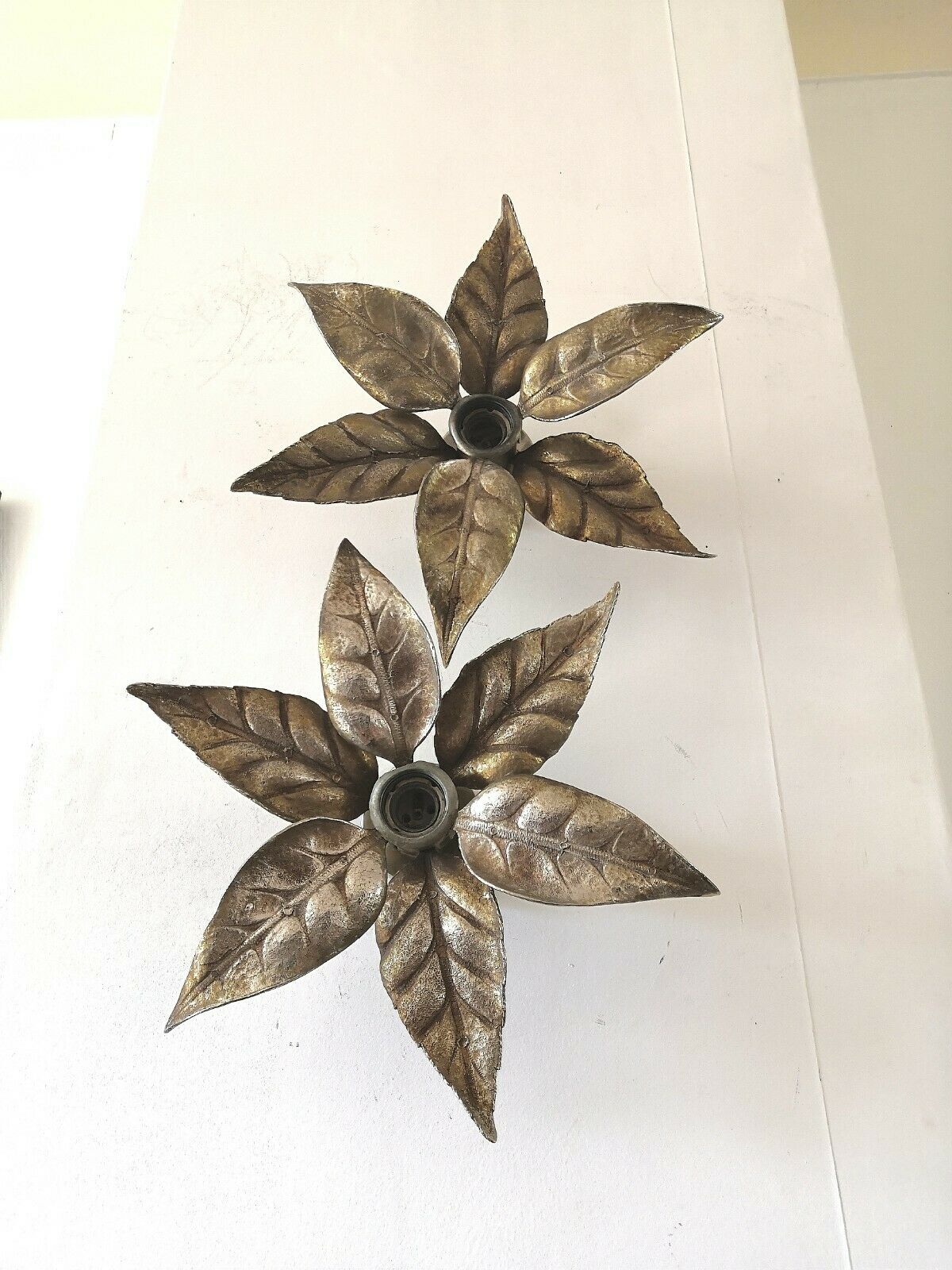 Pair Of appliques bronze flowers design 70s