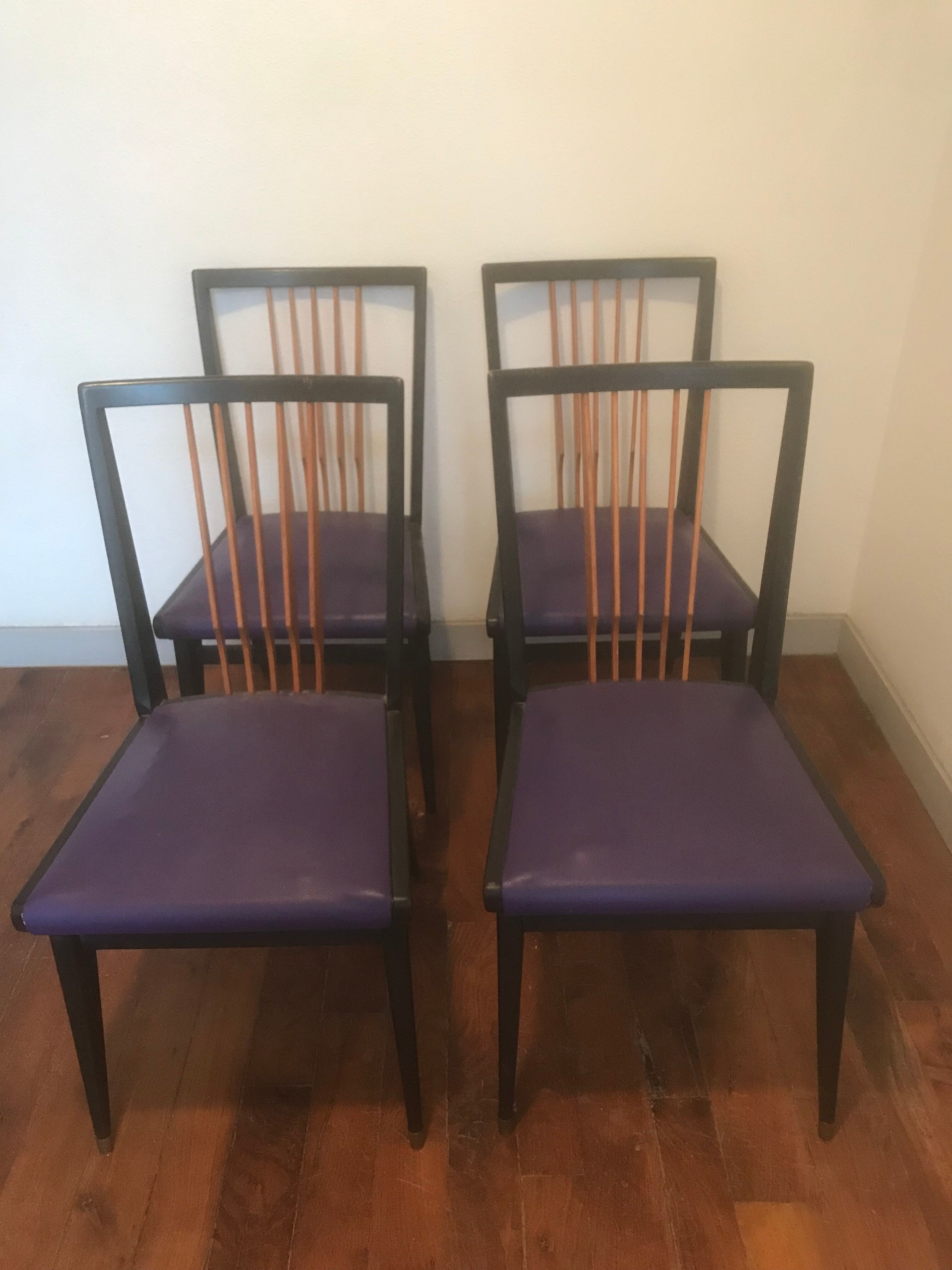 Series of 4 vintage 1960 chairs
