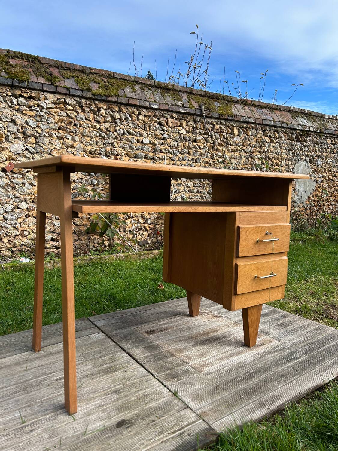 Vintage 1950s desk in light oak
