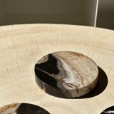 Set of 4 fossilized wooden coasters
