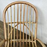 Rocking flesh in bamboo rattan and vintage wicker 1950