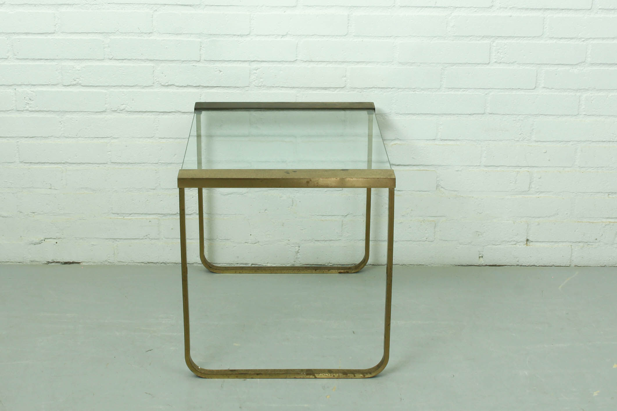 Mid Century Hollywood Regency Coffee Table brass and glass, Italy 1970s