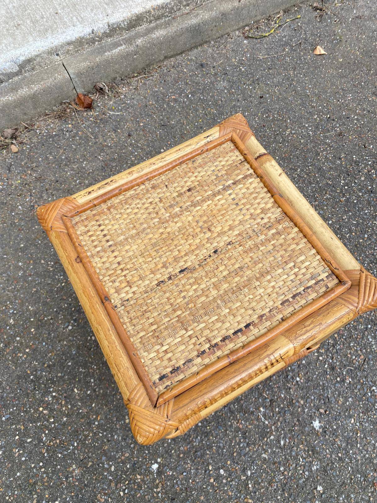 Étagère vintage en bambou rotin et osier 56cm