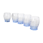 Blue water glasses x5, art deco, delicate, antique, ancient