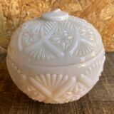 Vintage White Opaline Ball Box #C894