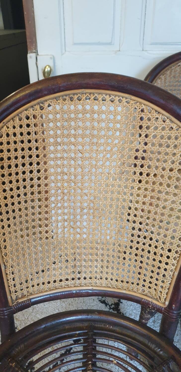 4 bamboo and cane chairs