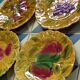 Set of 4 Sarregurmines Fruits barbotine plates