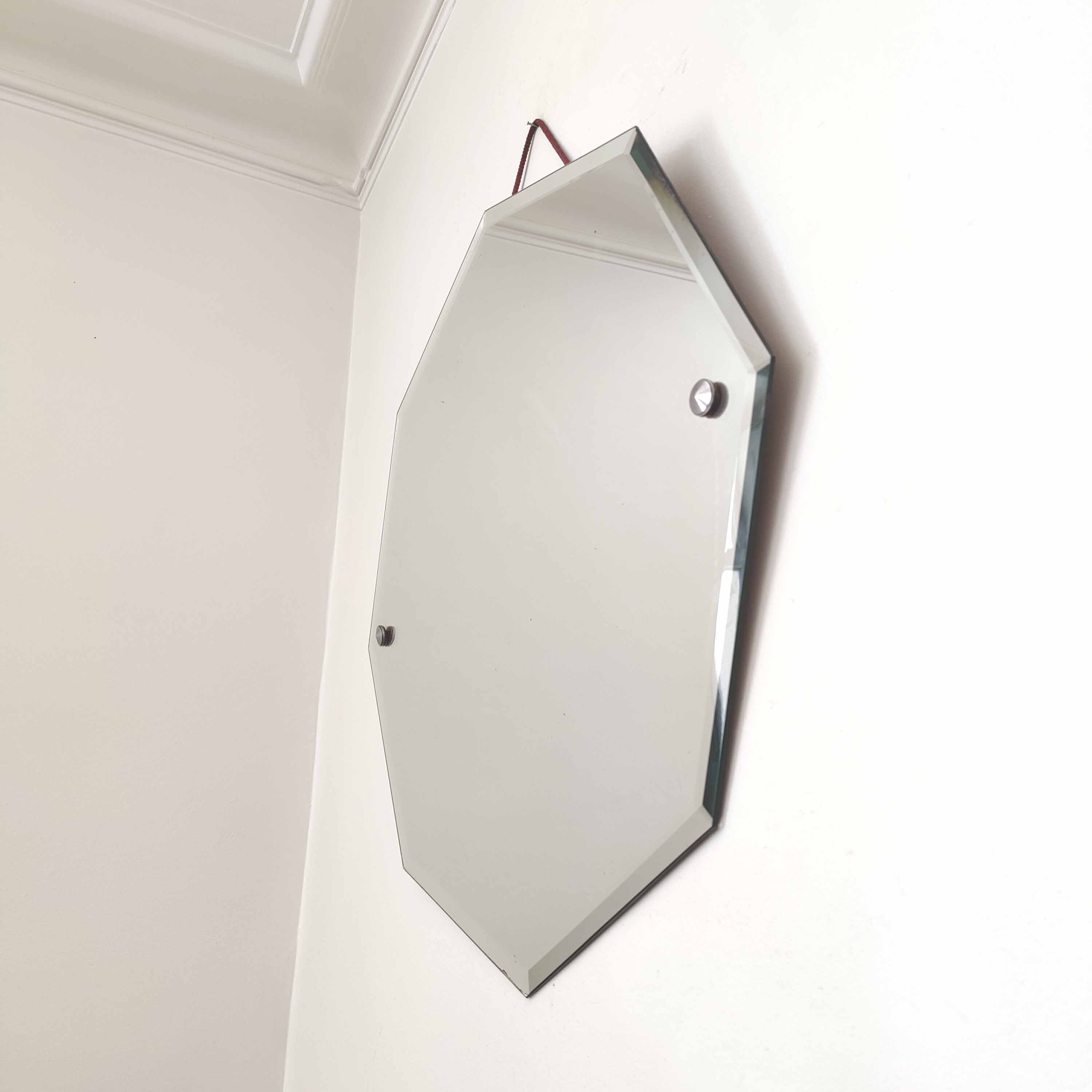 Octagonal mirror beveled Art Deco