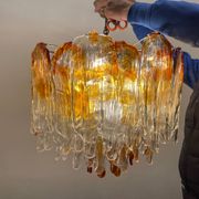 Large Murano Glass Chandelier 1970’s by Mazzega