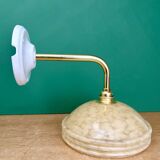 Vintage angled wall lamp with pale yellow Clichy glass shade