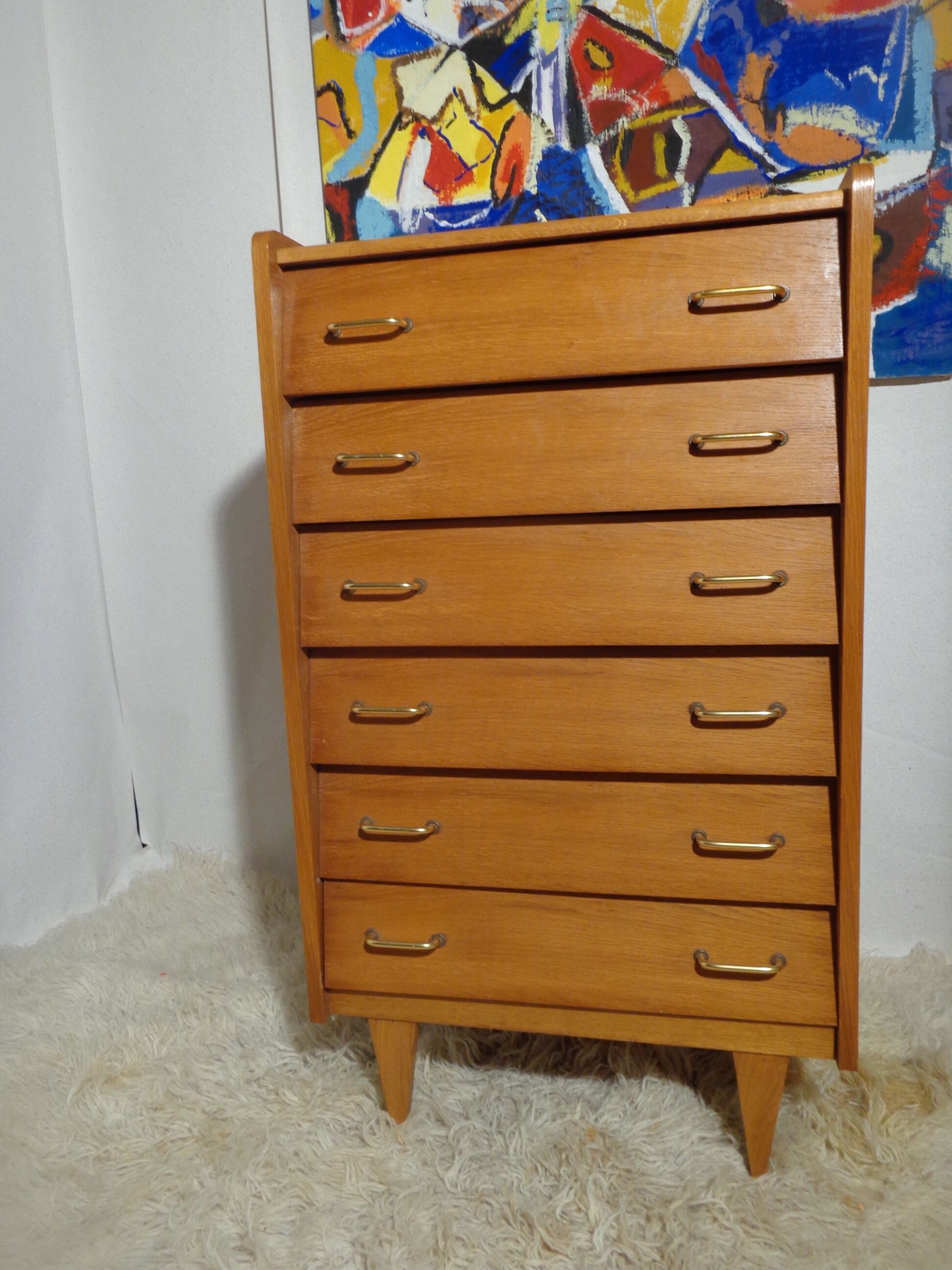 Vintage 1960s light wood dresser