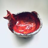 Mid-Century Art Ceramic Mystical Figural Dish, Belgium, 1960s