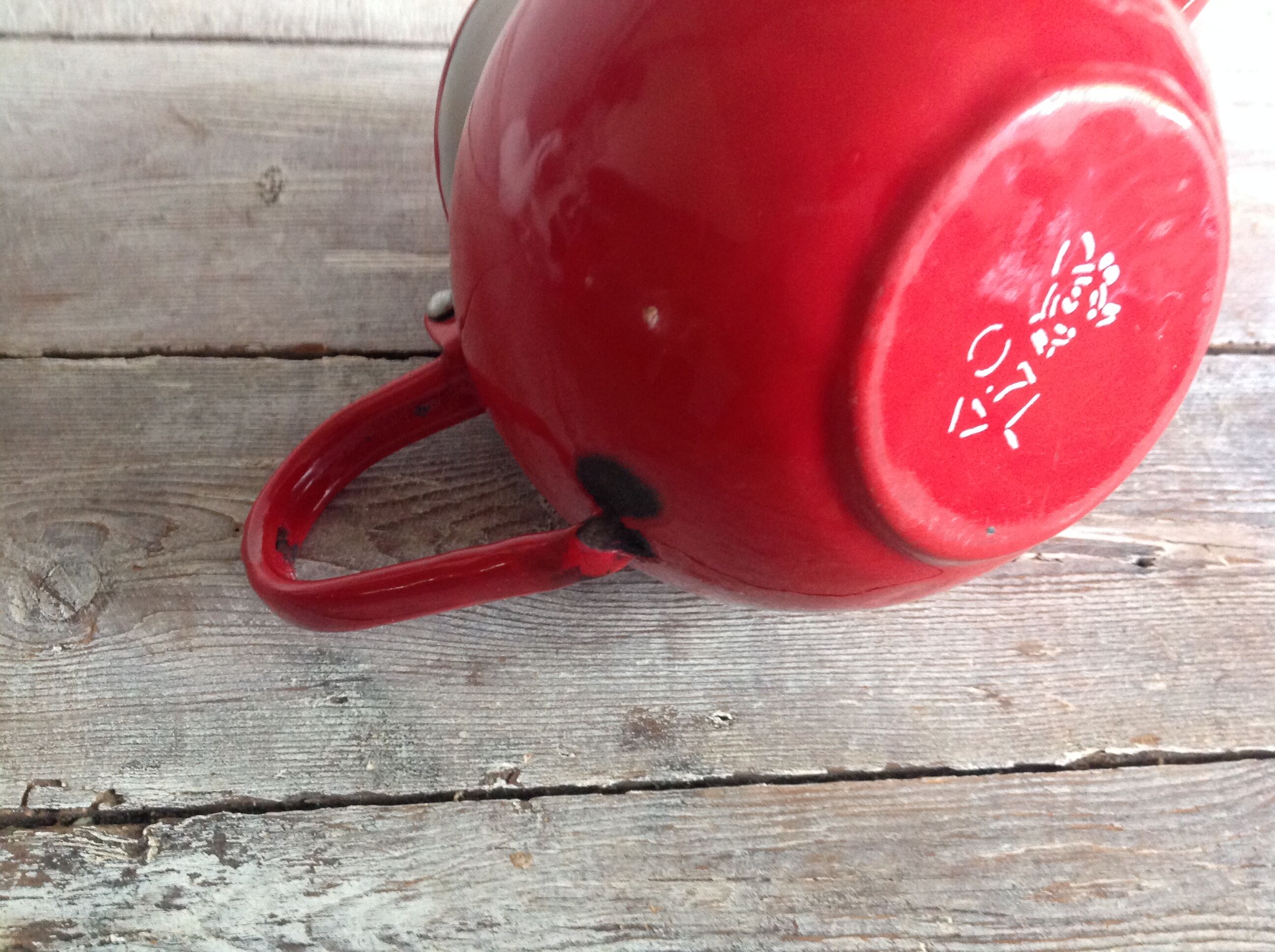 Emailed sheet metal teapot