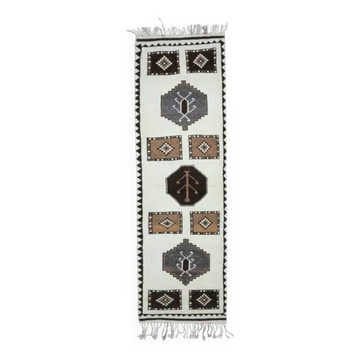 Couloir en laine turc Oushak vintage fait main 100x365