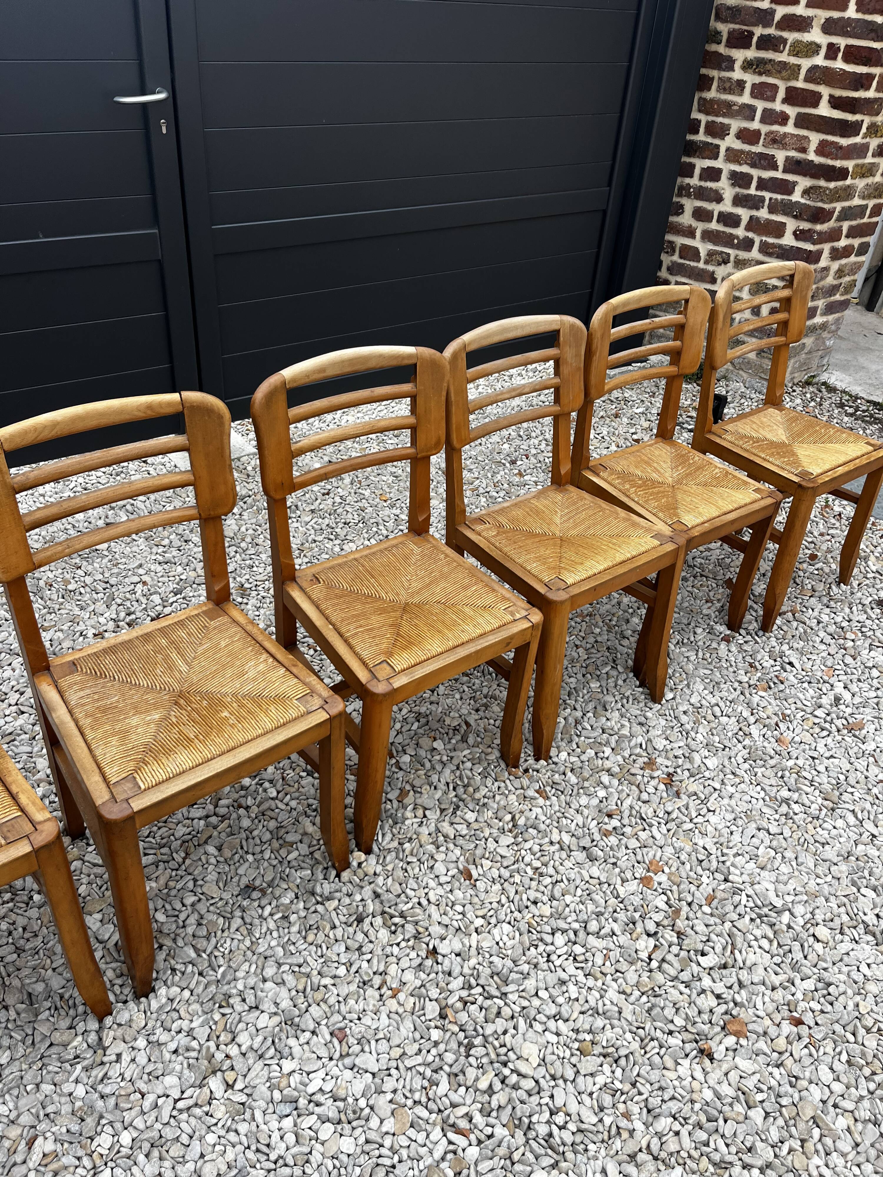 Set of 6 raw stone chairs French design