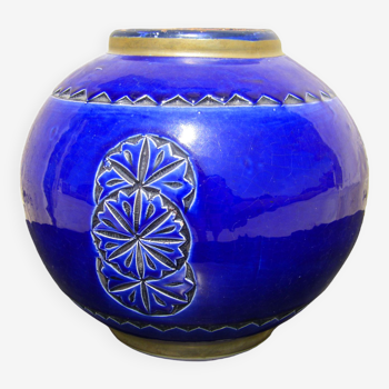 Vintage blue ball vase
