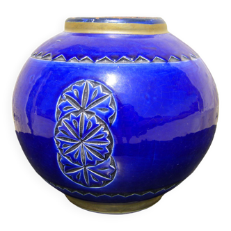 Vase boule bleu vintage