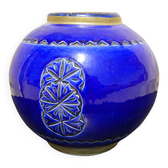 Vintage blue ball vase