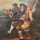 Oil on canvas 19th century – genre scene with musicians in costume