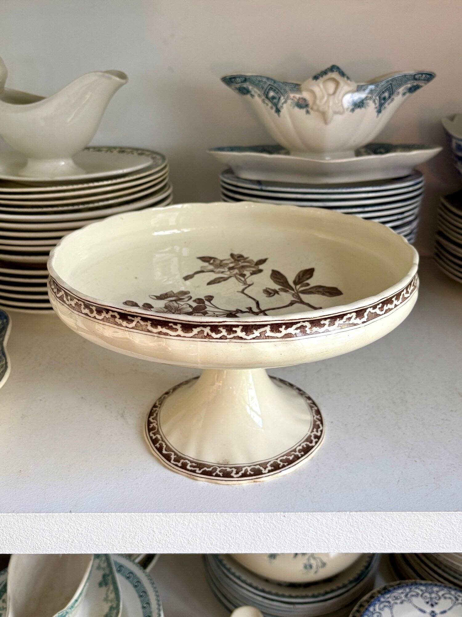 Large Creil & Montereau fruit bowl in brown ironstone