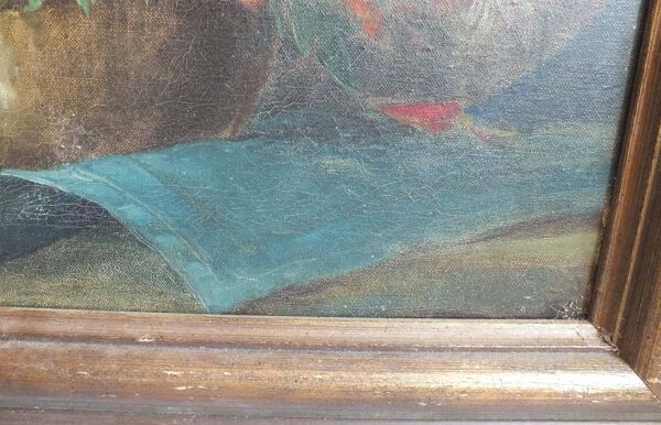 Tableau huile sur toile signée H. Van Gessel ''Bouquet de fleurs