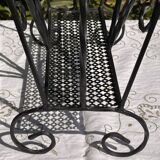 Vintage twisted wrought iron magazine or record holder - magazine rack