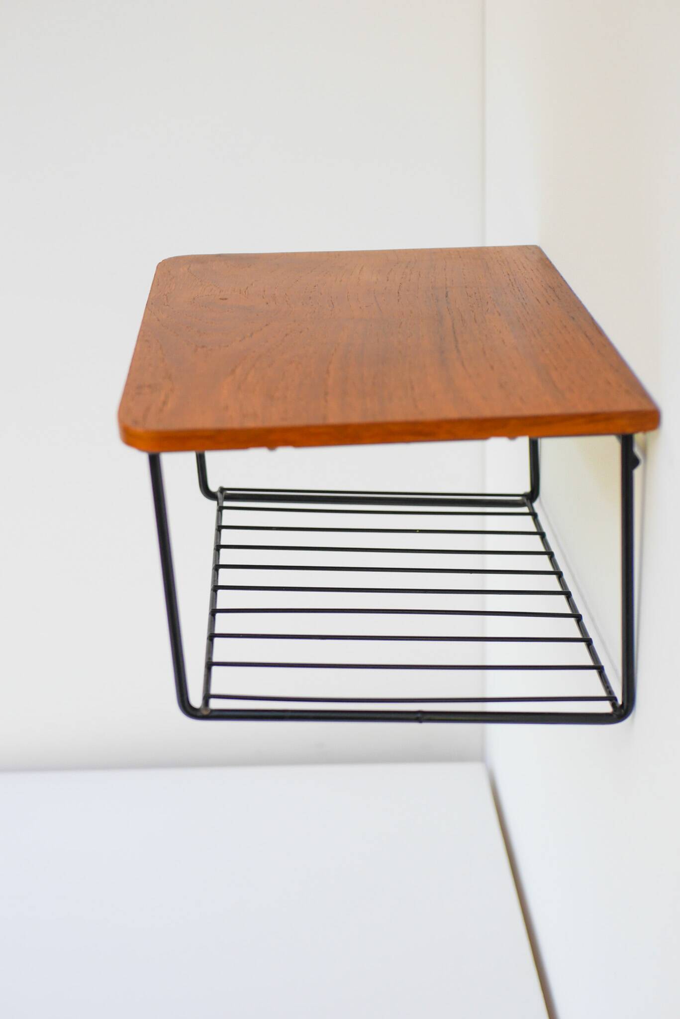 Vintage Floating Wall Shelf, Teak String Rack 60's Design